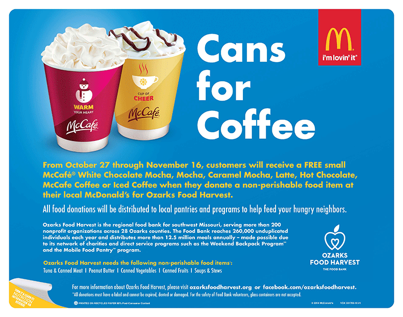 McDonald’s Cans for Coffee hopes to pour in thousands of meals for those in need