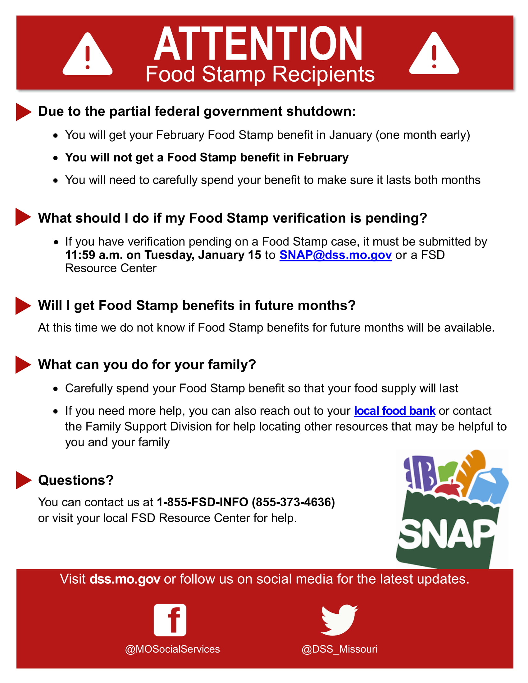 February Food Stamp Information